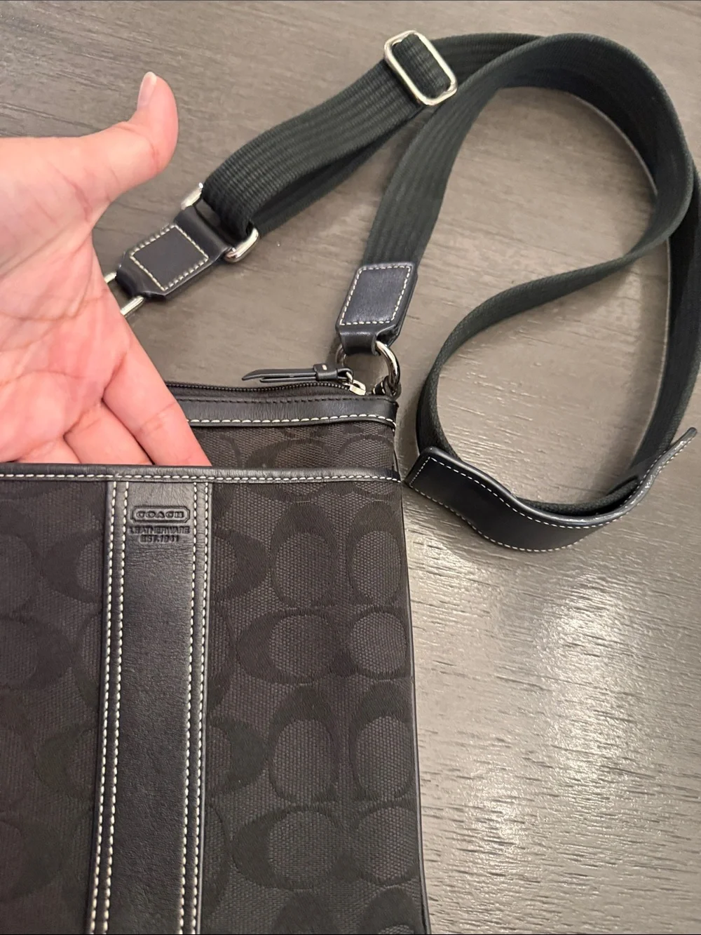 Coach Black Signature Jacquard Small Messenger Crossbody Bag